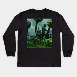 green aliens Kids Long Sleeve T-Shirt